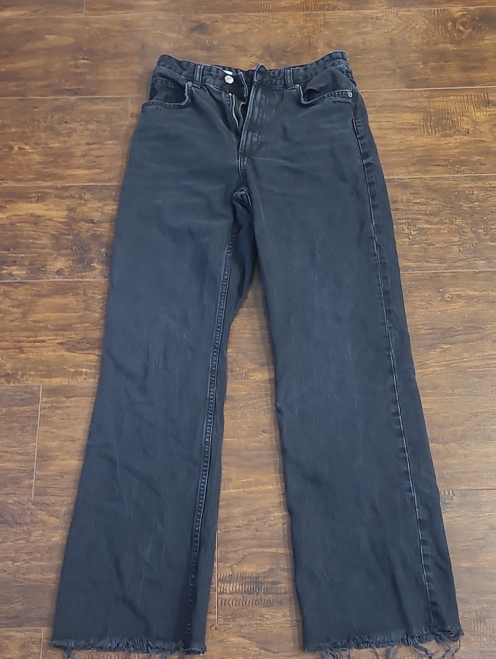 Zara Black Flare Wide-Leg Jeans High Rize  Size 6